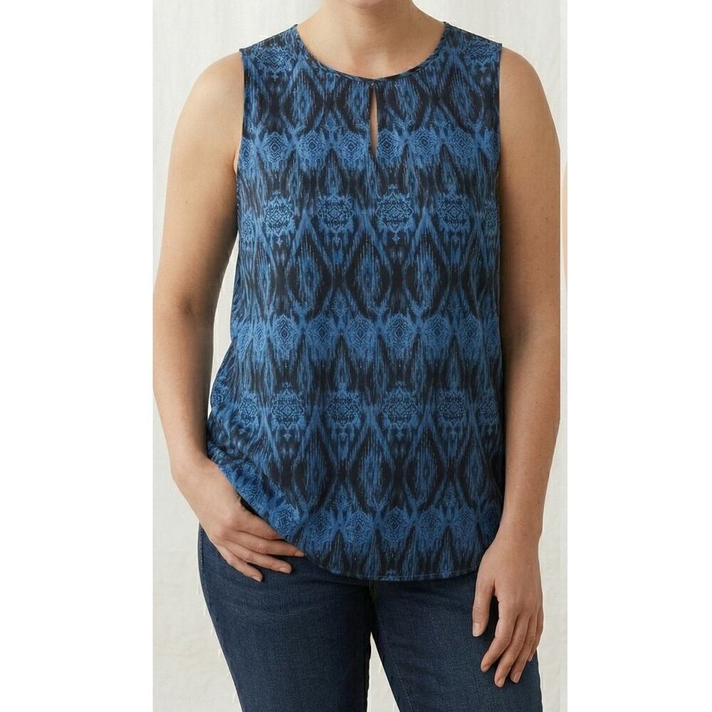 Cato Est 1946 14/16W Blue Black Pattern Sleeveless Blouse Polyester